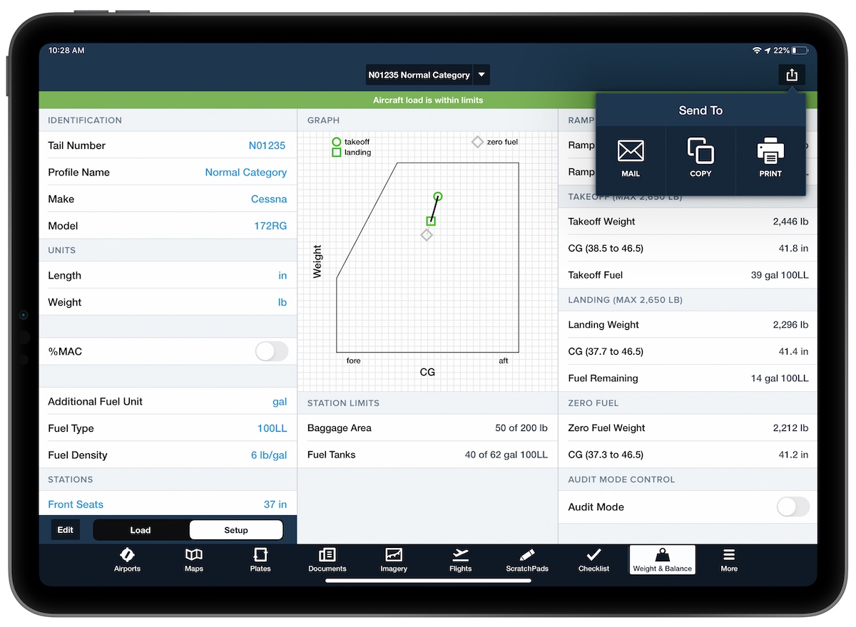 ForeFlight Weight & Balance for Flight Planning